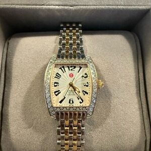 Michele Two-Tone Urban Mini Diamond Bezel Watch